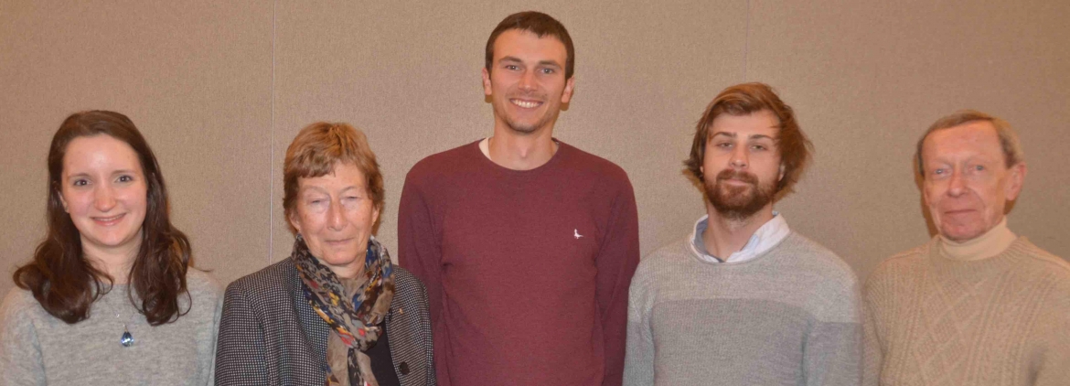 Student Poster Prizewinners (l. to r.): Marie-Claire Giel, Patrick McCosker, and Jayden Gaston with Mary Garson (President) and David Black (Organising Committee Chair)
