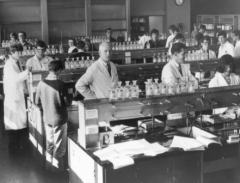 Historic photo of people in a laboratory